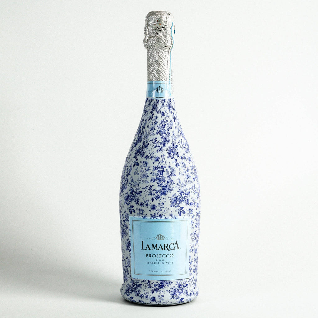 Bottle Wrap Grandmillenial Blue Floral - Prosecco Collection