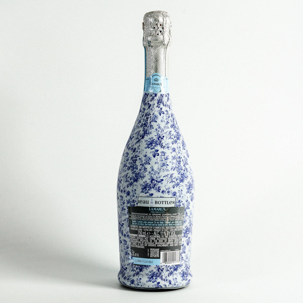 Bottle Wrap Grandmillenial Blue Floral - Prosecco Collection