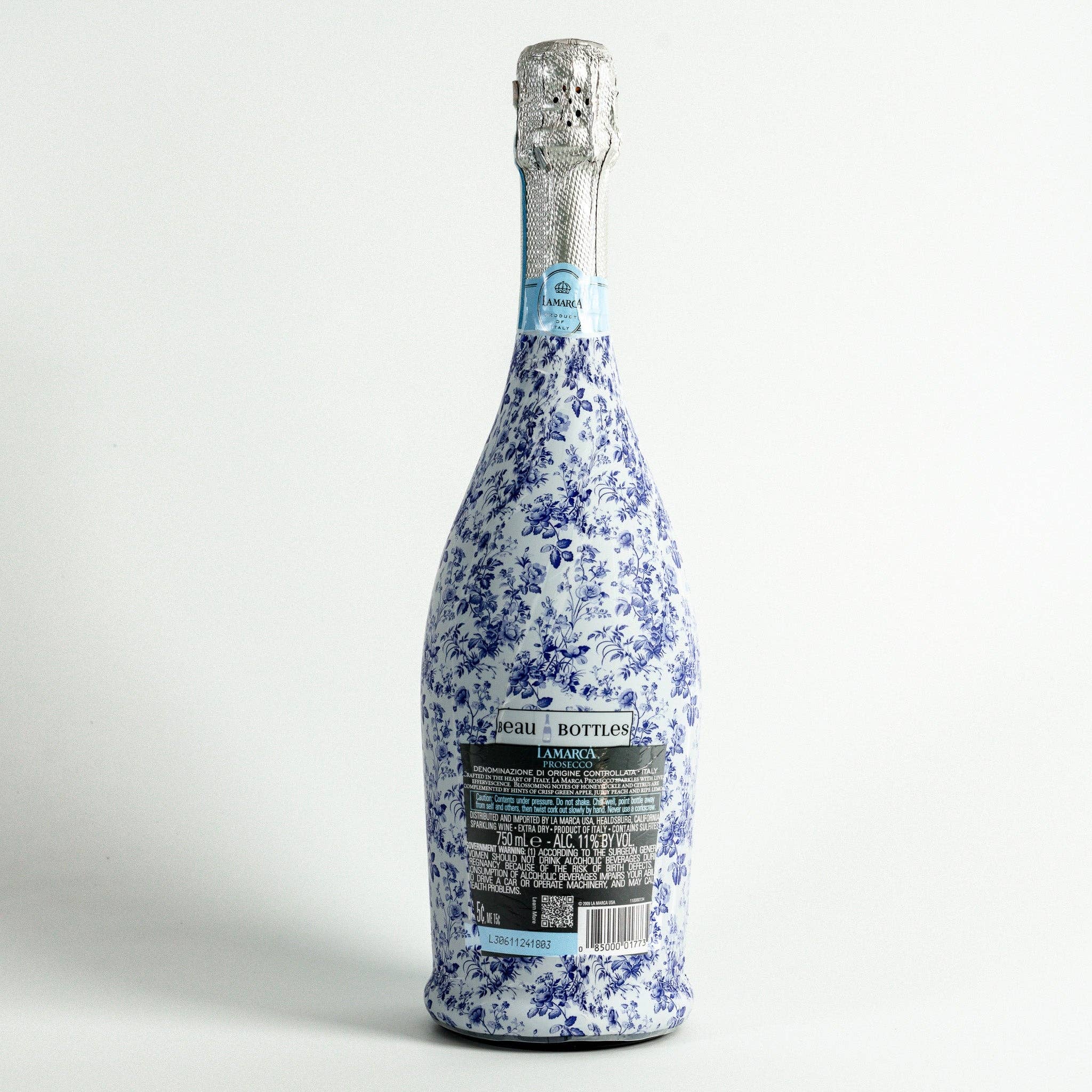 Bottle Wrap Grandmillenial Blue Floral - Prosecco Collection