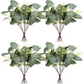 Artificial Eucalyptus Leaf Stems with White Seeds (Round)