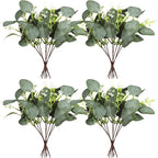 Artificial Eucalyptus Leaf Stems with White Seeds (Round)