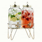 Julian 2-Piece Set Bev Dispensers with Gold Wire Stand