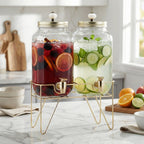 Julian 2-Piece Set Bev Dispensers with Gold Wire Stand