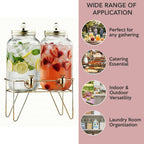 Julian 2-Piece Set Bev Dispensers with Gold Wire Stand