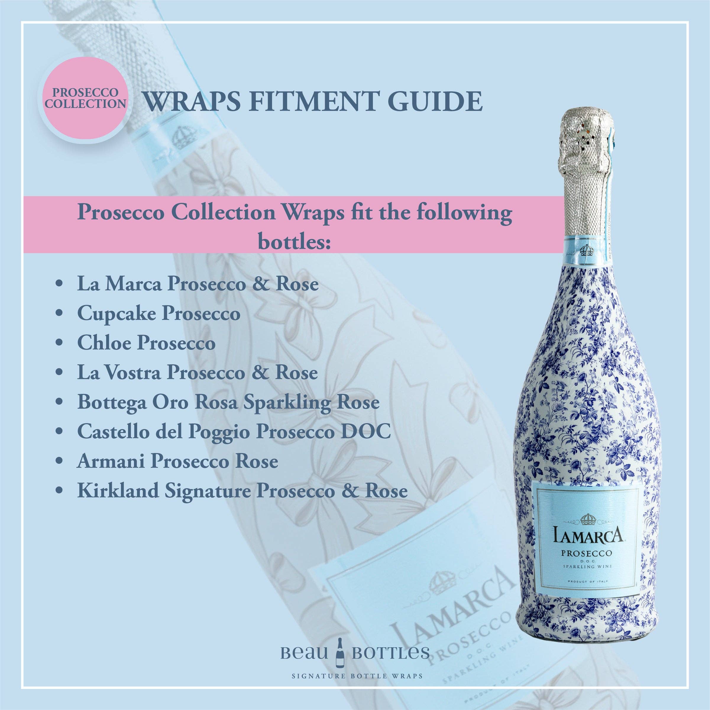 Bottle Wrap Grandmillenial Blue Floral - Prosecco Collection